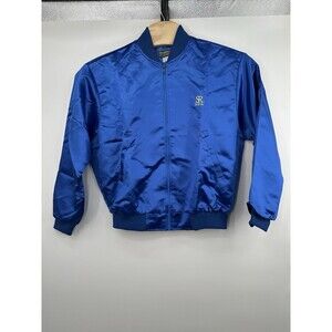 Blue Satin Bomber Jacket Men’s Size M  Royal Blue‎ Sunrider Activewear